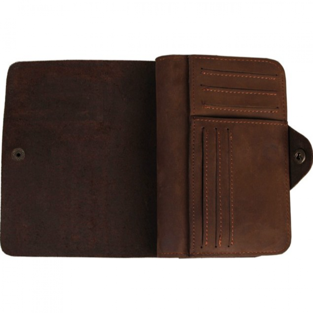 Чоловічий гаманець на кнопці з натуральної шкіри рудий темний Vintage