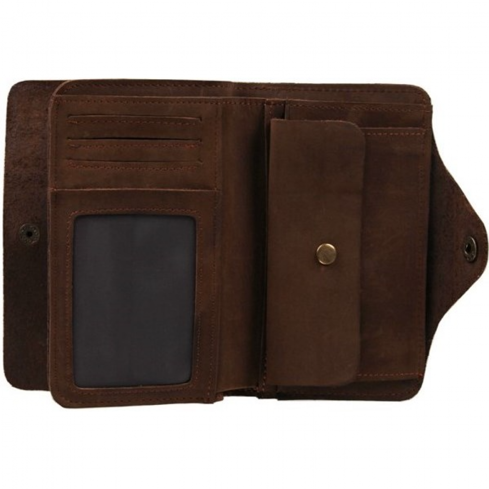 Чоловічий гаманець на кнопці з натуральної шкіри рудий темний Vintage
