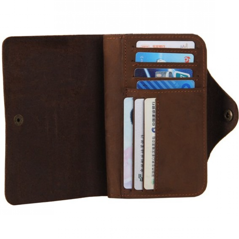 Чоловічий гаманець на кнопці з натуральної шкіри рудий темний Vintage