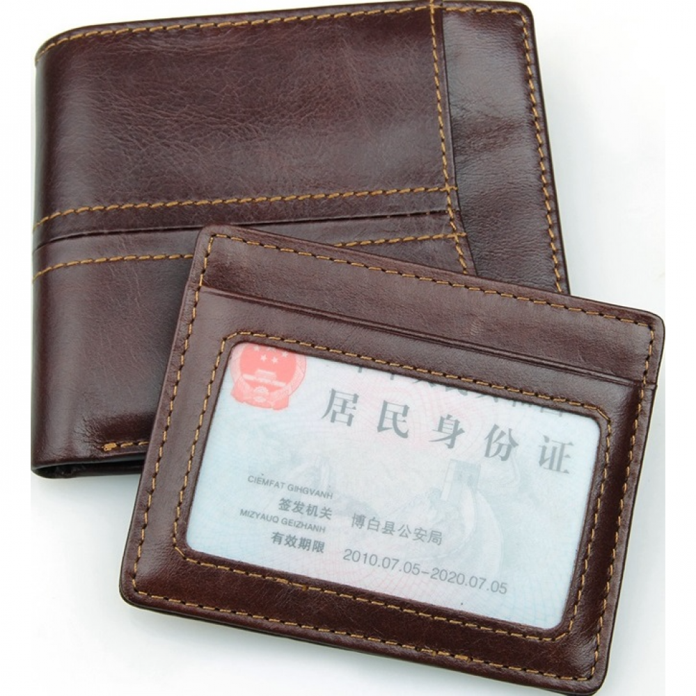 Мужской кошелек без застежки из натуральной кожи коричневый Vintage