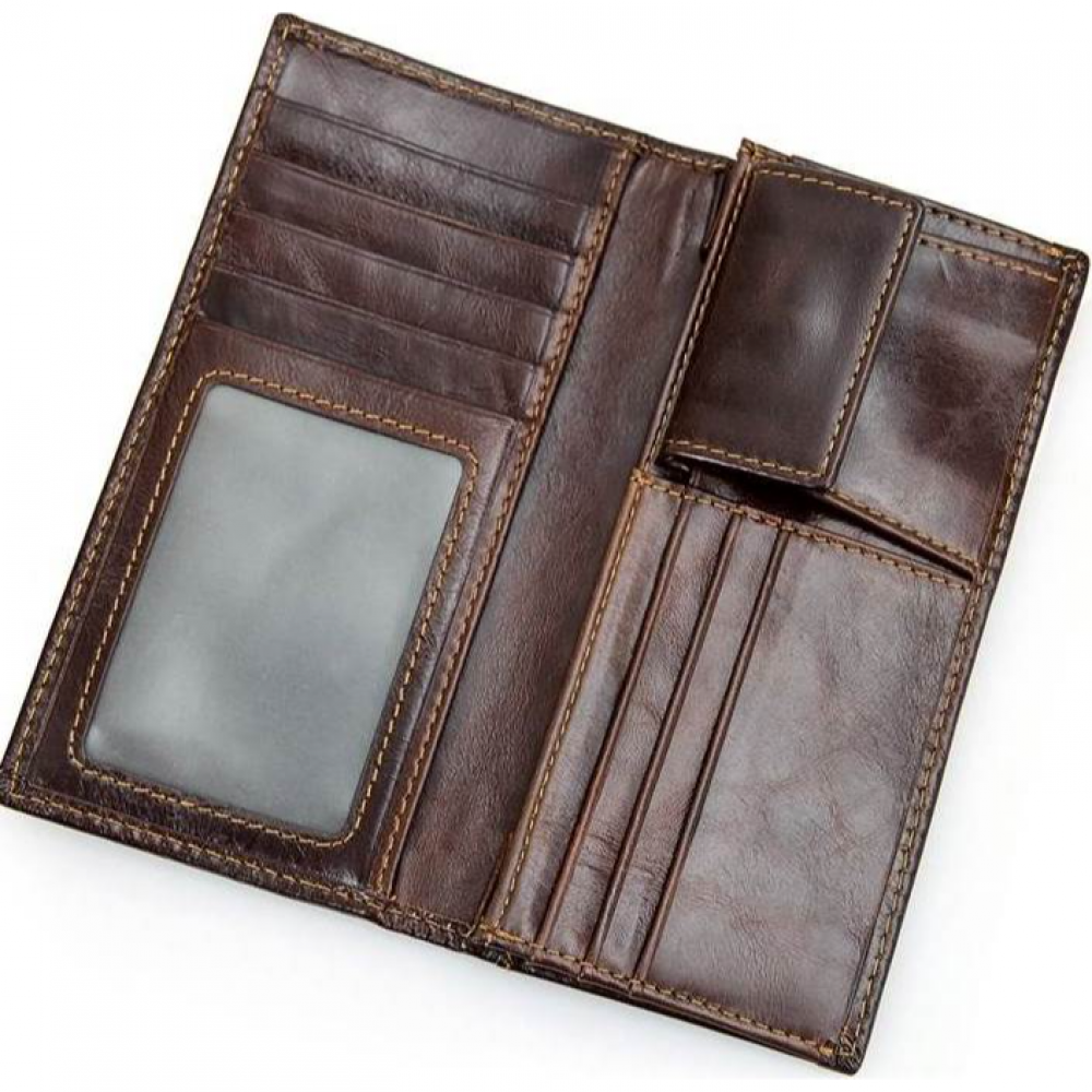Чоловічий гаманець без застібки з натуральної шкіри рудий темний Vintage