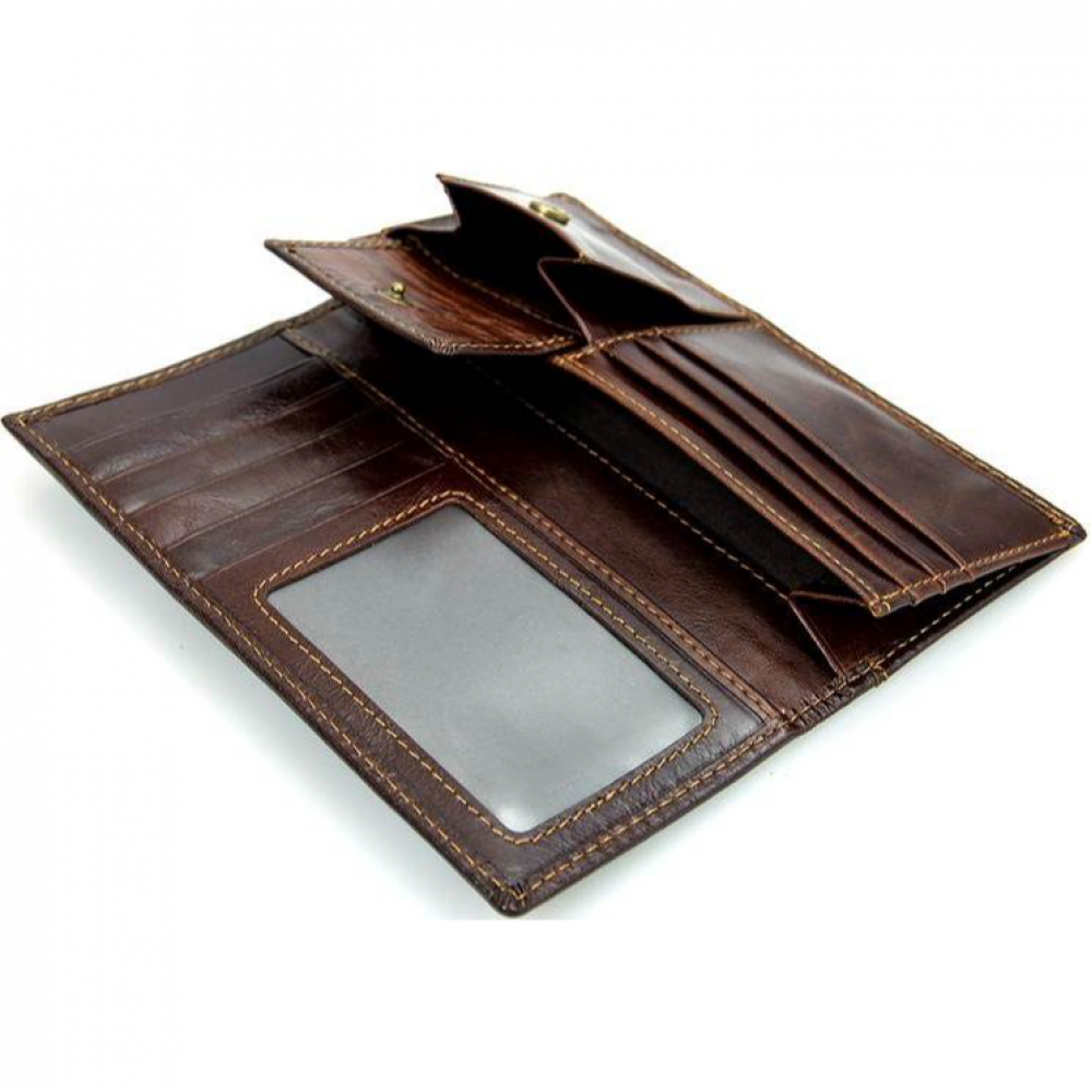 Чоловічий гаманець без застібки з натуральної шкіри рудий темний Vintage