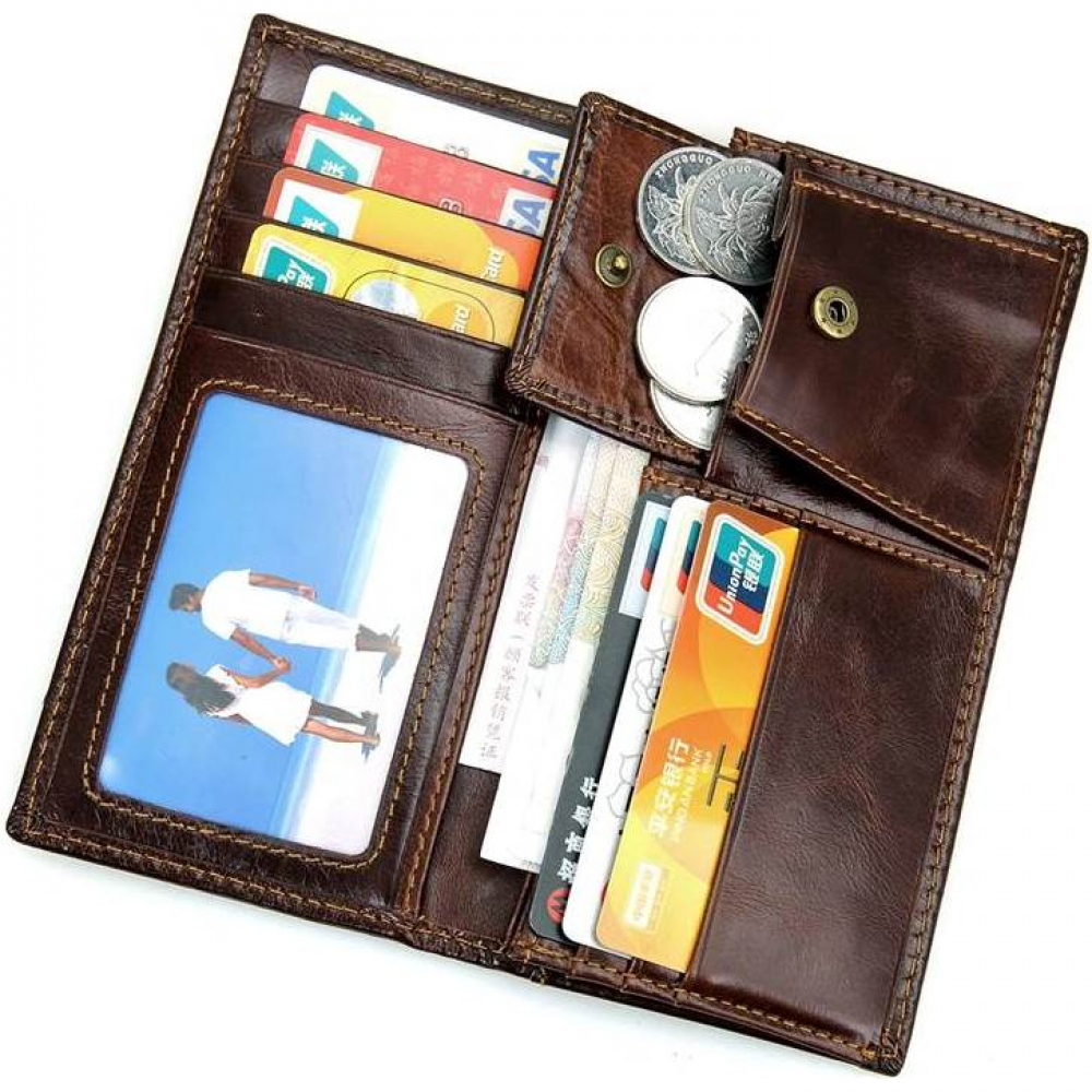 Чоловічий гаманець без застібки з натуральної шкіри рудий темний Vintage