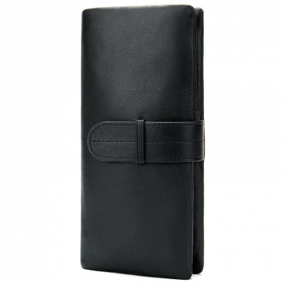 Чоловічий гаманець на хлястику з натуральної шкіри чорний Vintage