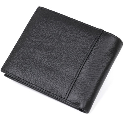 Чоловічий гаманець без застібки з натуральної шкіри чорний Vintage