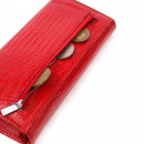 Жіночий гаманець на кнопці з натуральної шкіри червоний Karya