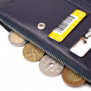 Жіночий гаманець на кнопці (блискавці) з натуральної шкіри синій Karya