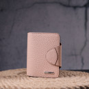 Жіночий гаманець на кнопці з натуральної шкіри рожевий Karya