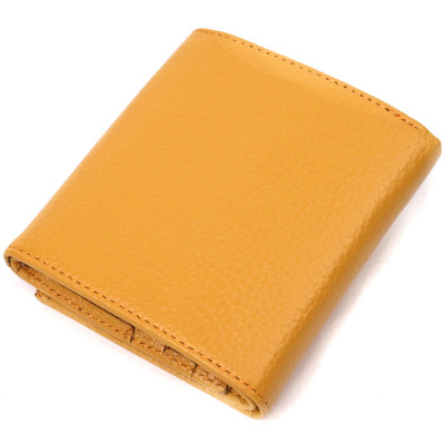Женский кошелек на кнопке из натуральной кожи желтый Karya