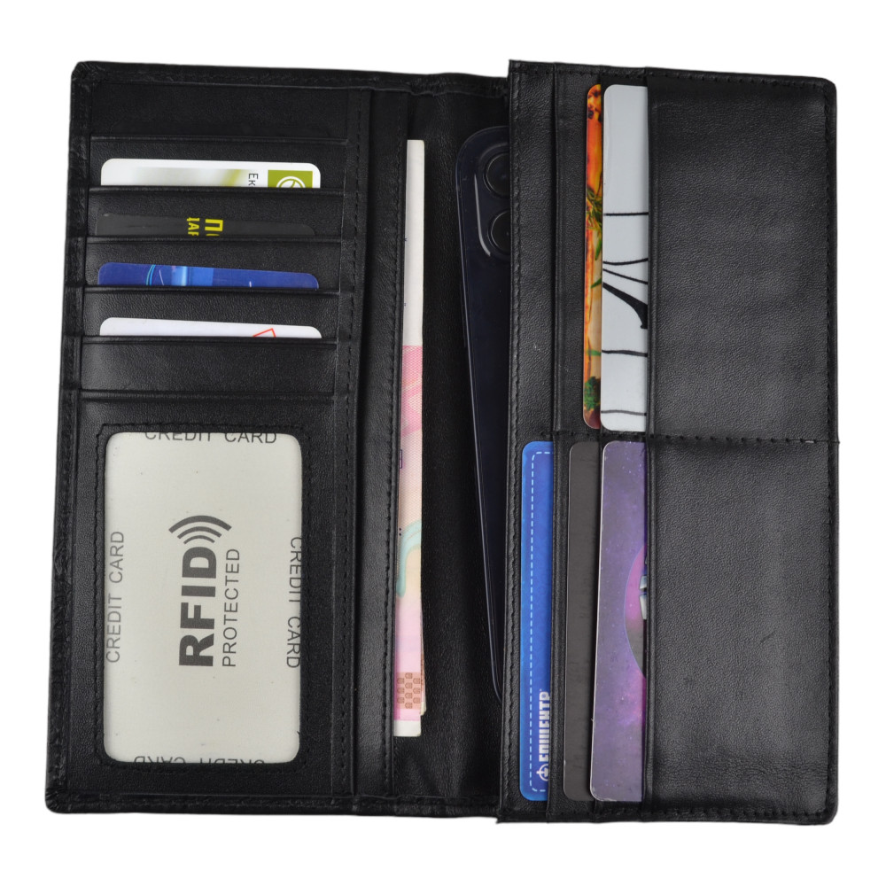 Чоловічий гаманець без застібки з натуральної шкіри чорний