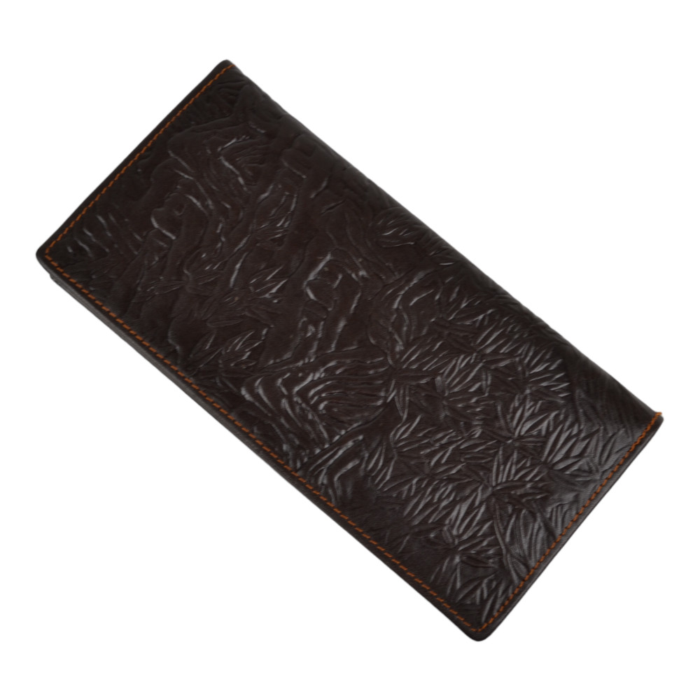 Мужской кошелек без застежки из натуральной кожи шоколад