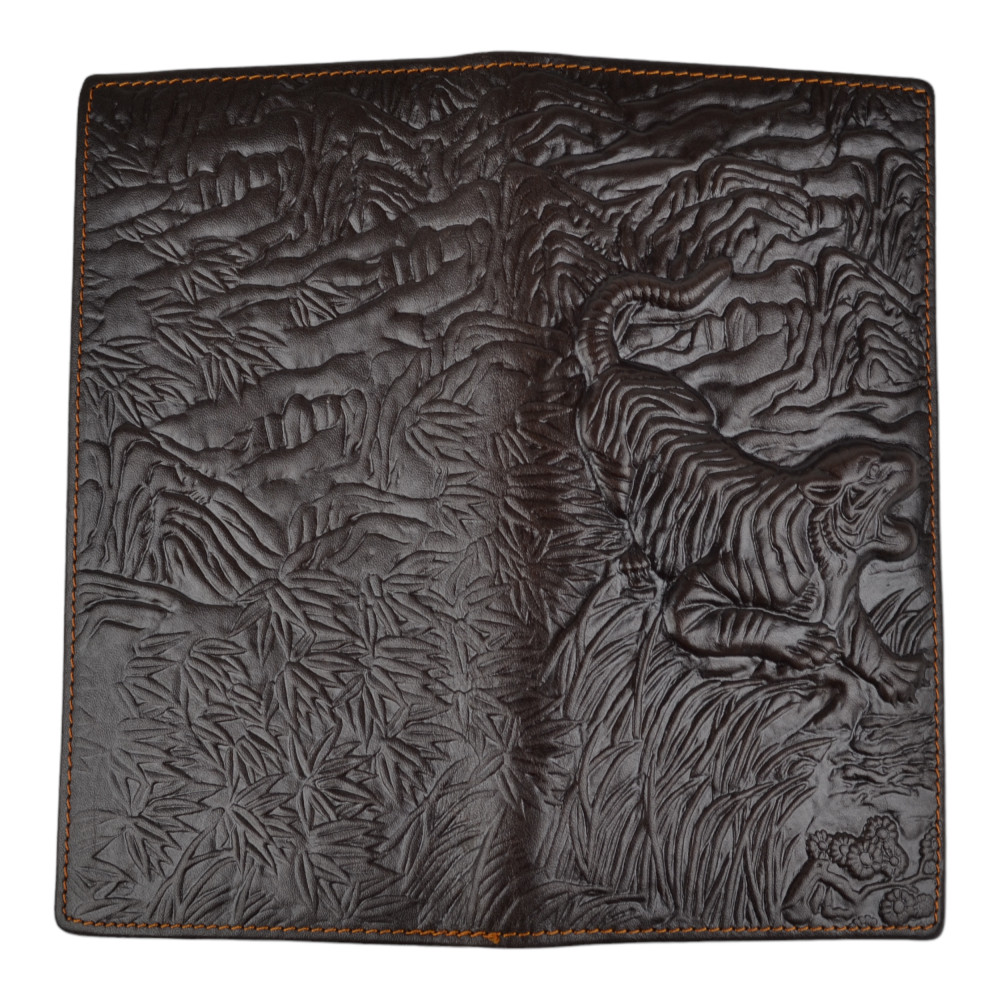 Мужской кошелек без застежки из натуральной кожи шоколад