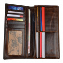 Мужской кошелек без застежки из натуральной кожи шоколад