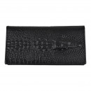 Мужской кошелек без застежки из натуральной кожи черный