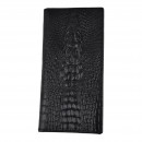 Мужской кошелек без застежки из натуральной кожи черный