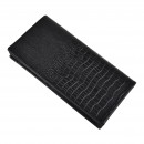 Мужской кошелек без застежки из натуральной кожи черный