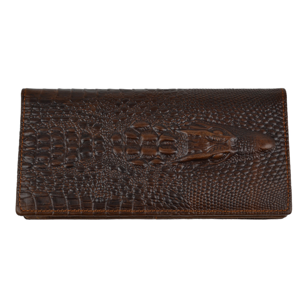 Чоловічий гаманець без застібки з натуральної шкіри шоколад