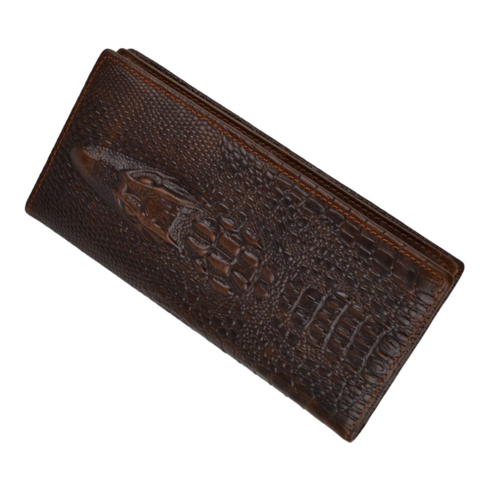 Чоловічий гаманець без застібки з натуральної шкіри шоколад