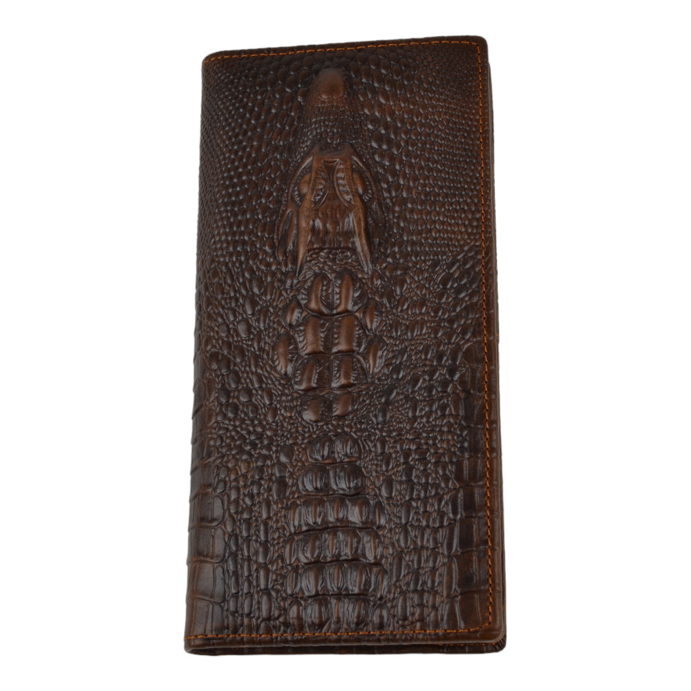 Чоловічий гаманець без застібки з натуральної шкіри шоколад