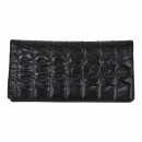 Мужской кошелек без застежки из натуральной кожи черный