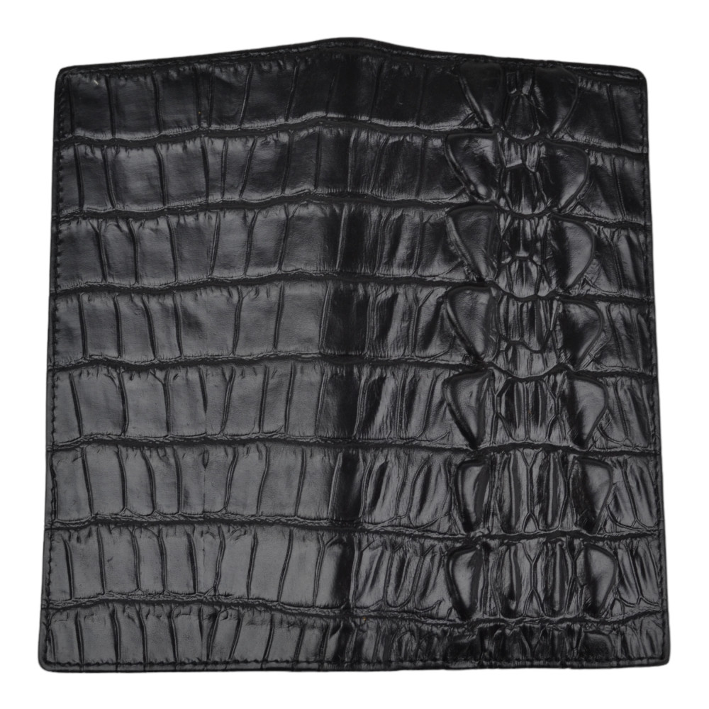 Мужской кошелек без застежки из натуральной кожи черный