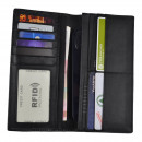 Мужской кошелек без застежки из натуральной кожи черный