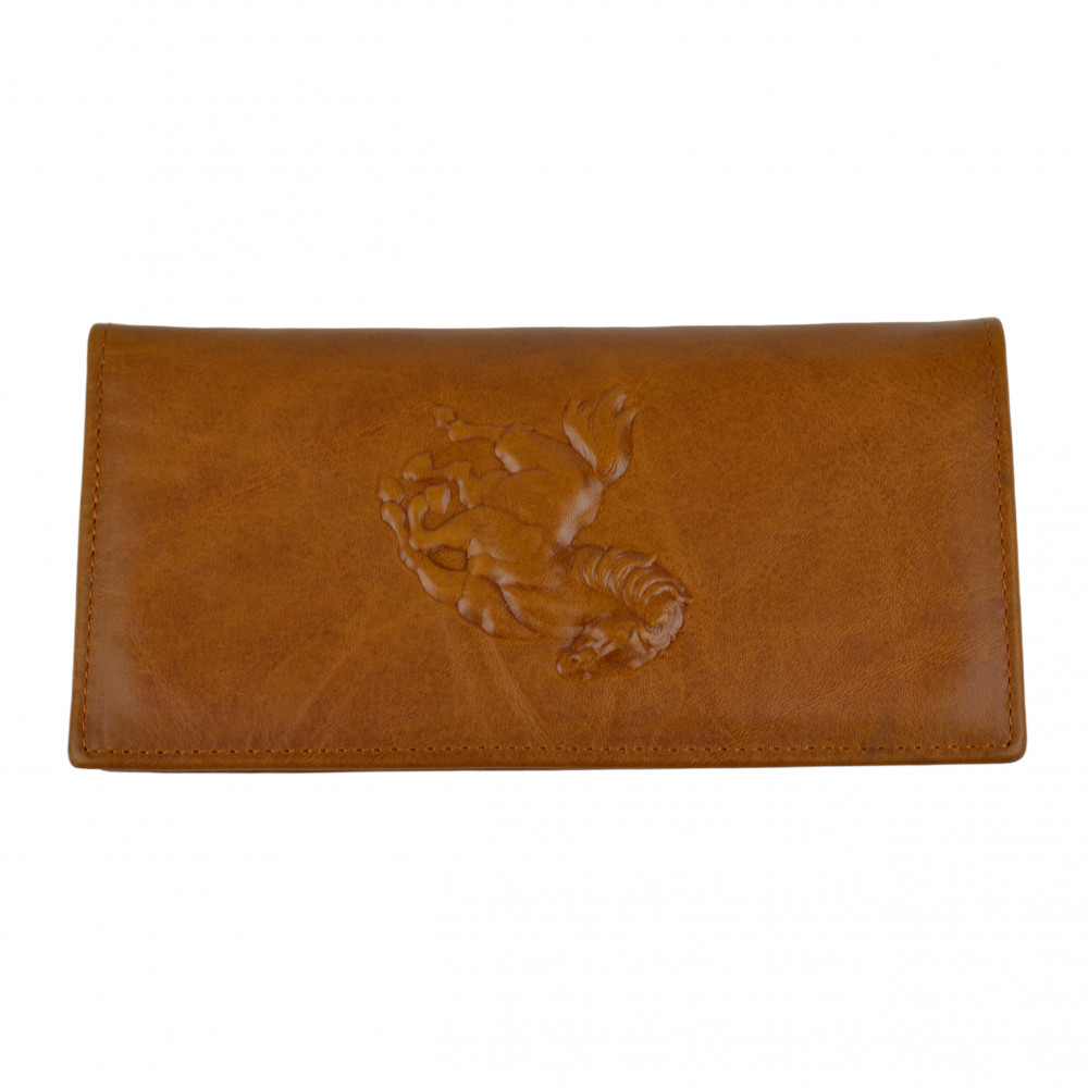 Мужской кошелек без застежки из натуральной кожи рыжий