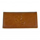 Мужской кошелек без застежки из натуральной кожи рыжий