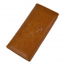 Мужской кошелек без застежки из натуральной кожи рыжий