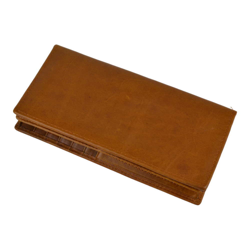 Мужской кошелек без застежки из натуральной кожи рыжий