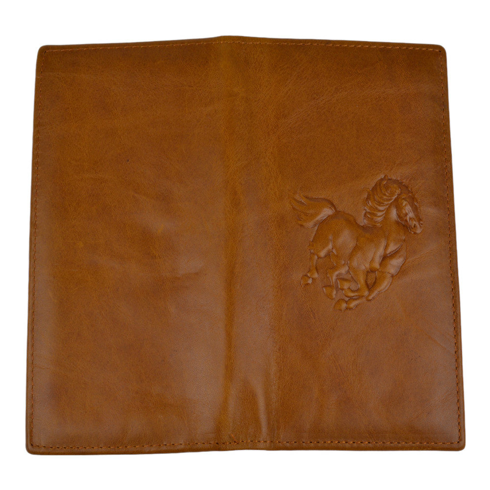 Мужской кошелек без застежки из натуральной кожи рыжий