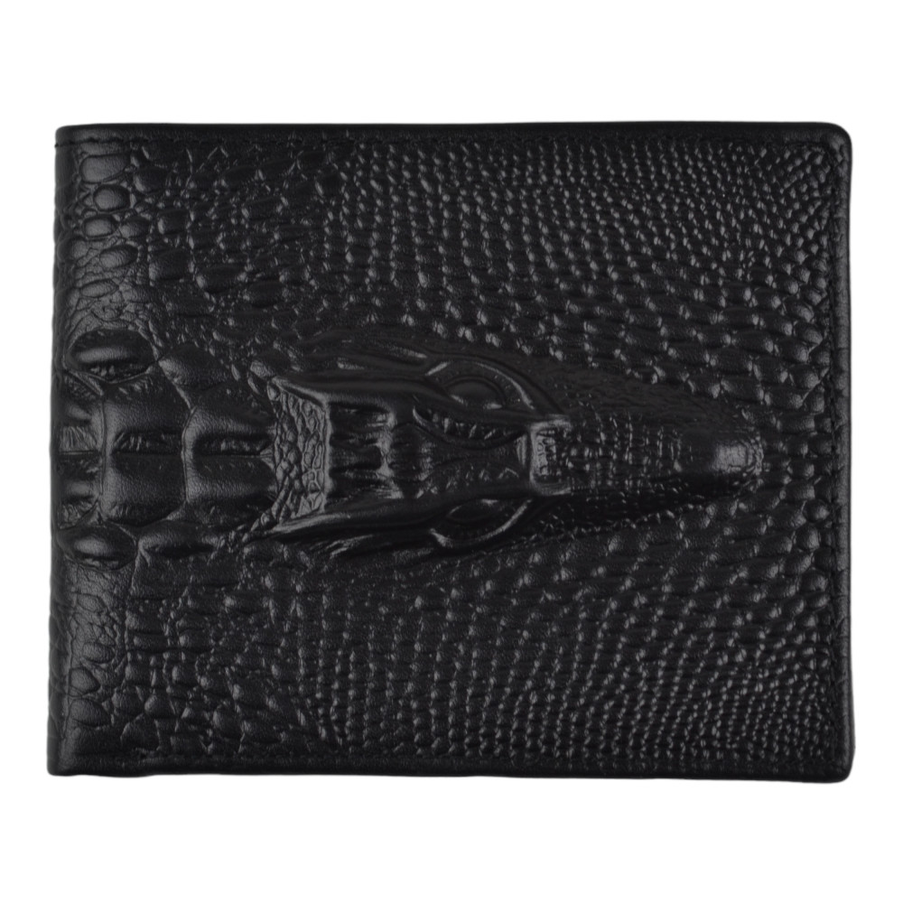 Чоловічий гаманець без застібки з натуральної шкіри чорний