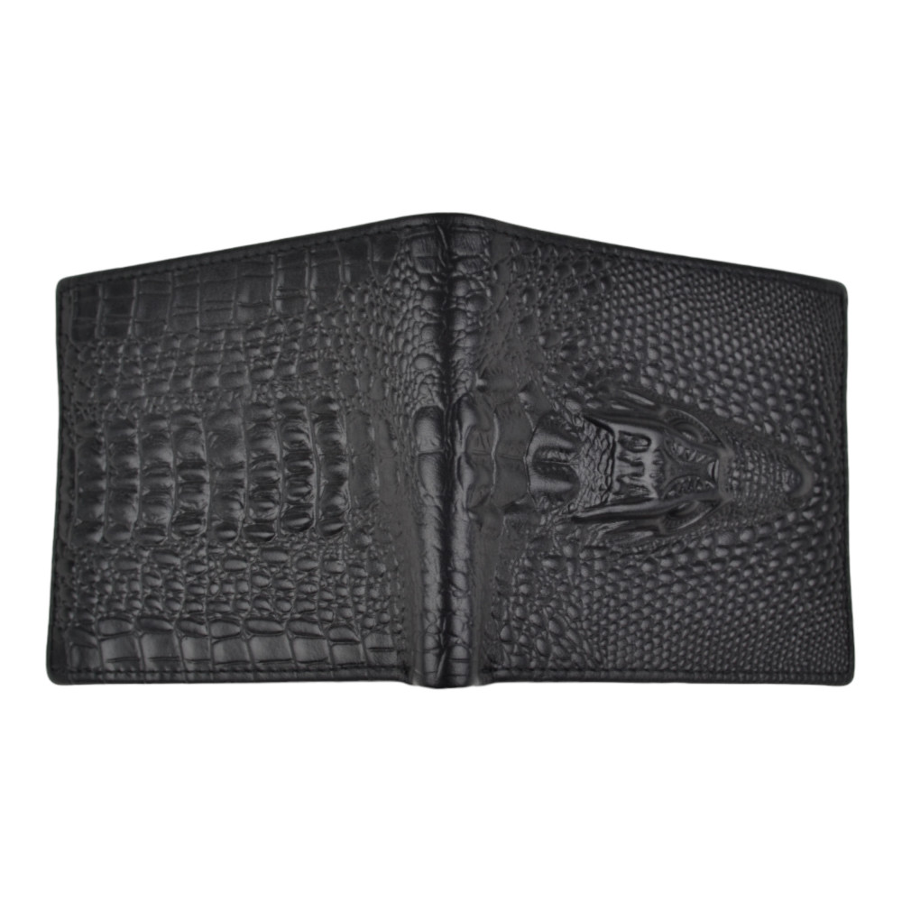 Чоловічий гаманець без застібки з натуральної шкіри чорний