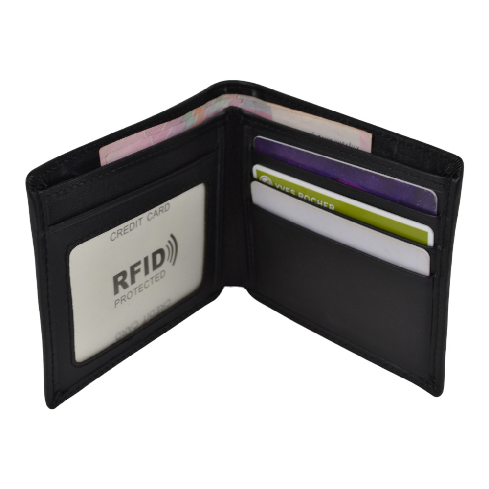 Чоловічий гаманець без застібки з натуральної шкіри чорний