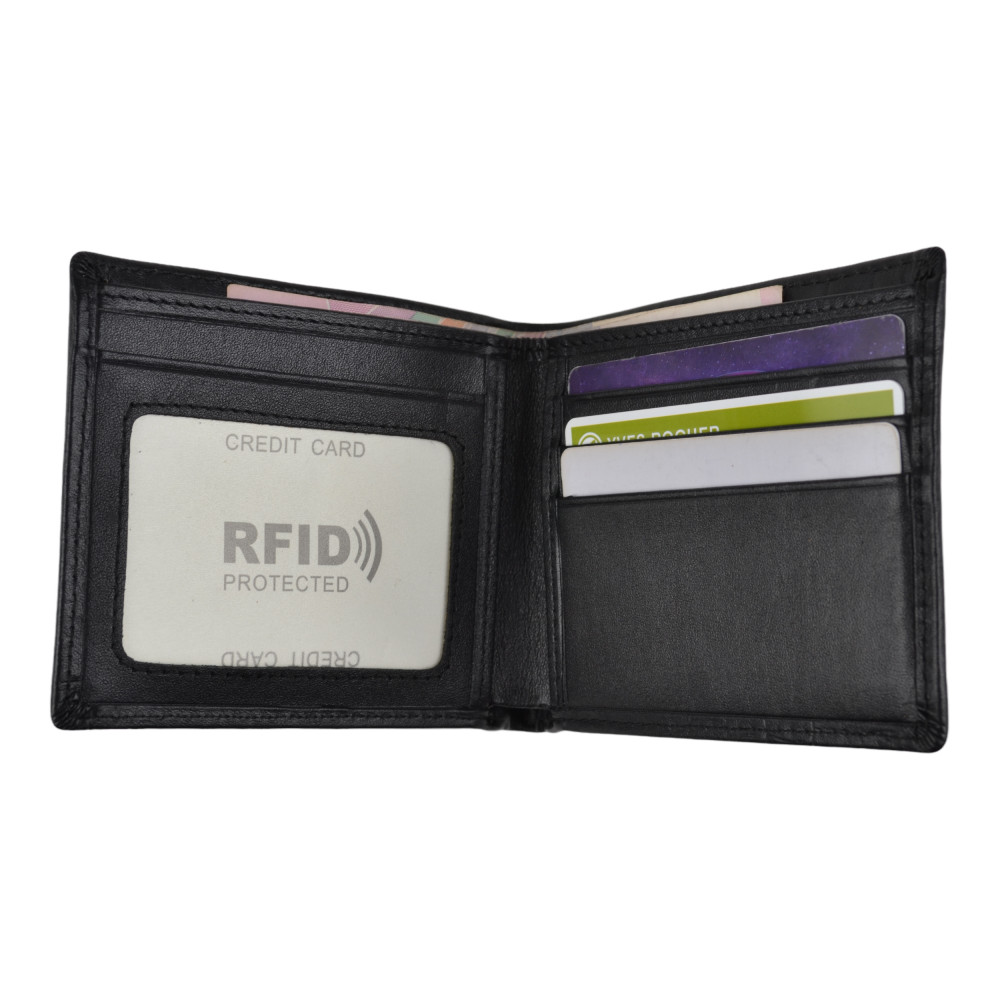 Чоловічий гаманець без застібки з натуральної шкіри чорний