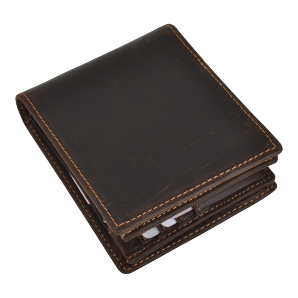 Чоловічий гаманець без застібки з натуральної шкіри шоколад Чоловічий гаманець без застібки з натуральної шкіри шоколад