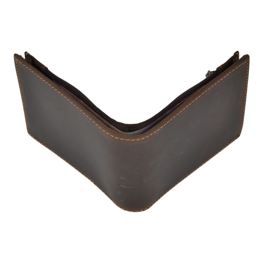 Чоловічий гаманець без застібки з натуральної шкіри шоколад Чоловічий гаманець без застібки з натуральної шкіри шоколад