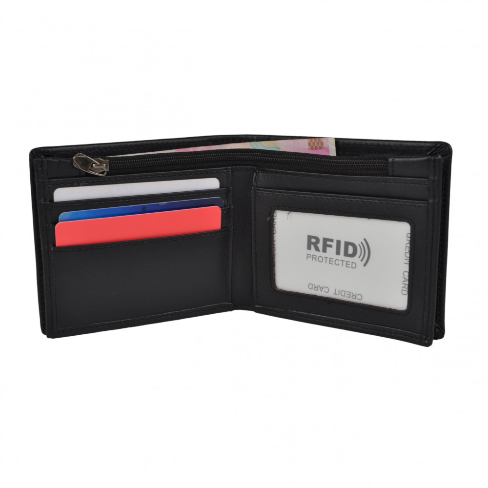 Чоловічий гаманець без застібки з натуральної шкіри чорний