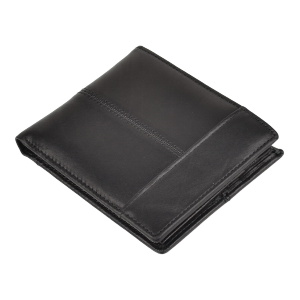 Чоловічий гаманець без застібки з натуральної шкіри чорний