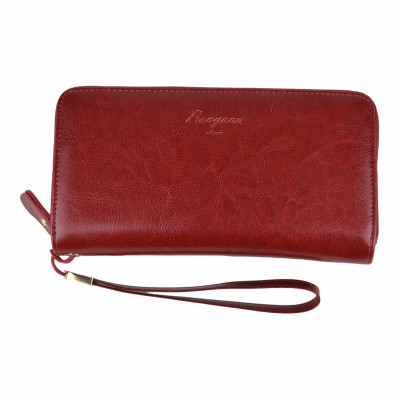 Жіночий гаманець на блискавці з натуральної шкіри червоний