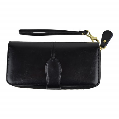 Жіночий гаманець на блискавці з натуральної шкіри чорний
