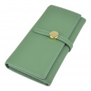 Жіночий гаманець на кнопці з натуральної шкіри зелений