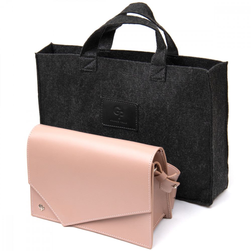 Женская сумка через плечо из натуральной кожи розовая Grande Pelle