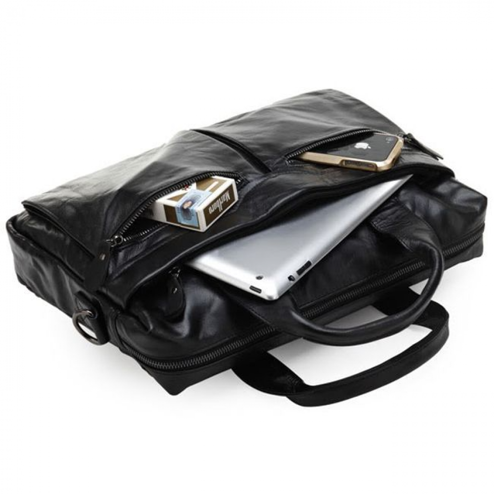 Чоловічий портфель з натуральної шкіри чорний Vintage Чоловічий портфель з натуральної шкіри чорний Vintage