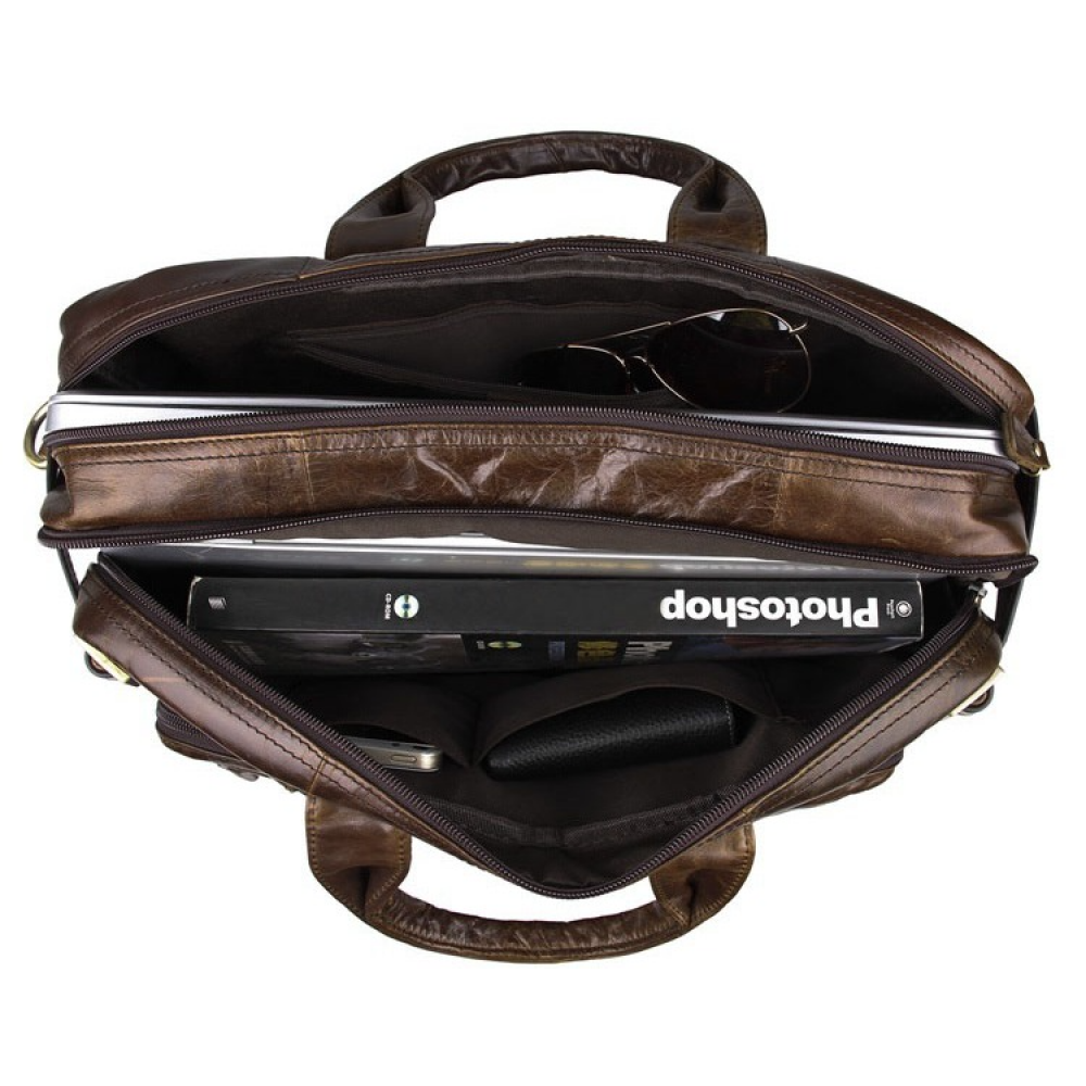 Чоловічий портфель з натуральної шкіри рудий темний Vintage