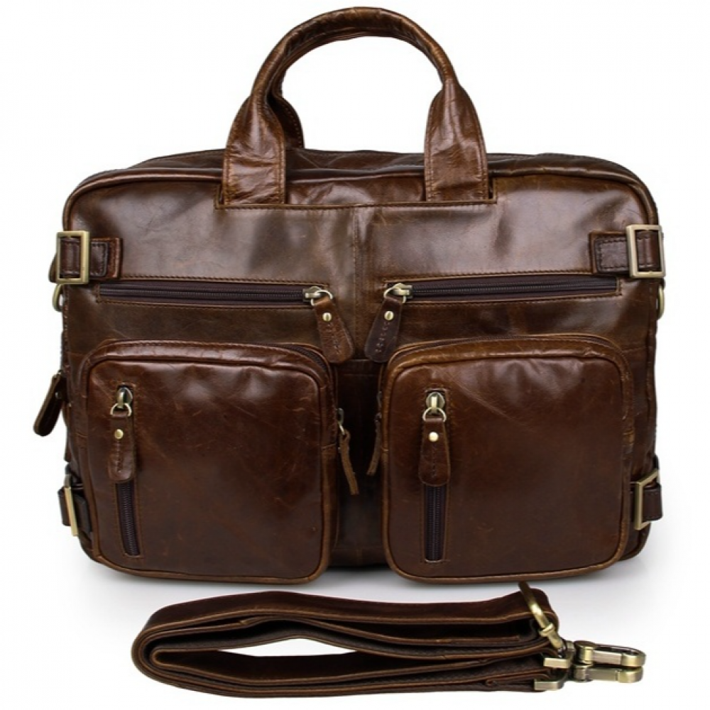 Чоловічий портфель з натуральної шкіри рудий темний Vintage