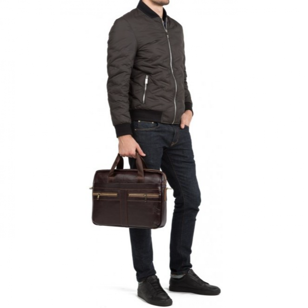 Чоловічий портфель з натуральної шкіри рудий темний Vintage
