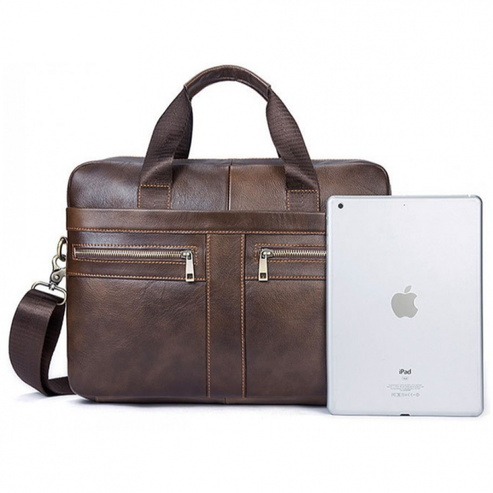 Чоловічий портфель з натуральної шкіри рудий темний Vintage