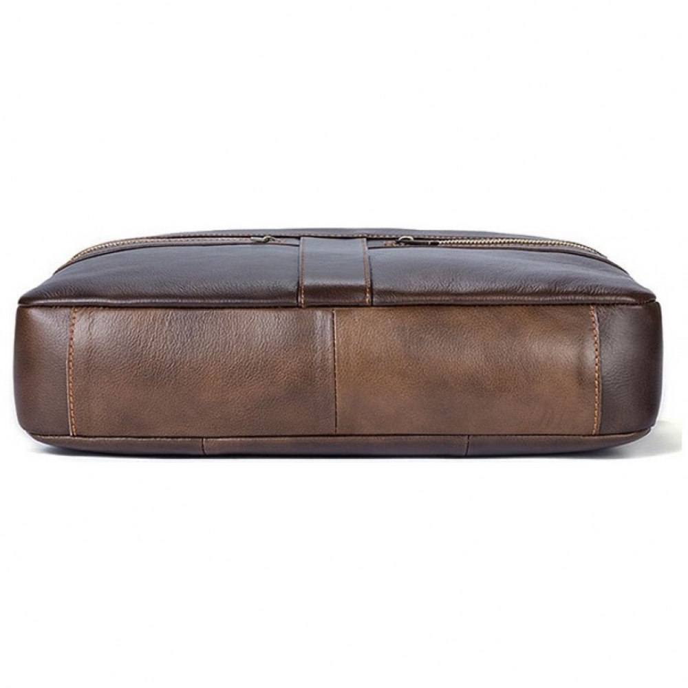 Чоловічий портфель з натуральної шкіри рудий темний Vintage