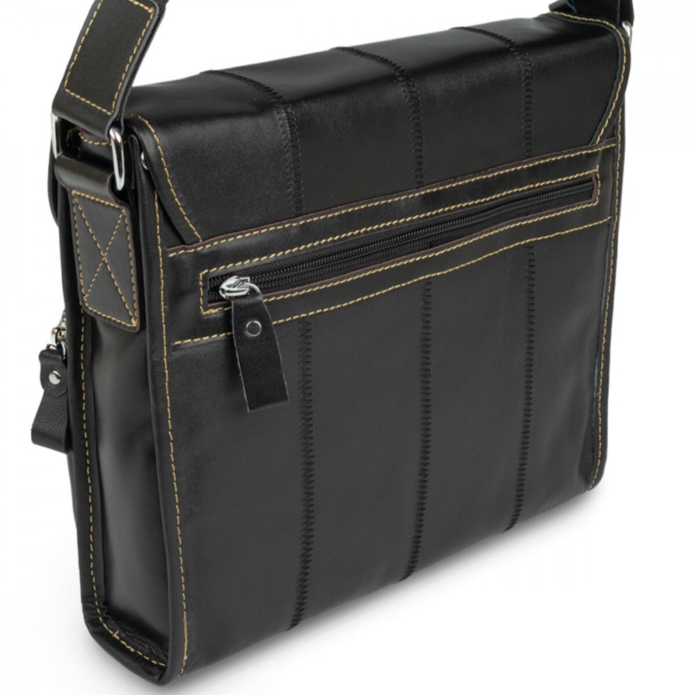 Чоловіча сумка через плече з натуральної шкіри чорна Vintage Чоловіча сумка через плече з натуральної шкіри чорна Vintage
